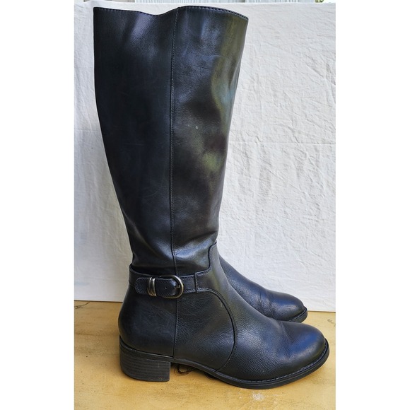 Franco Sarto Shoes - Franco Sarto US 8.5 Black Leather Tall Preppy Equestrian Riding Boots Classic